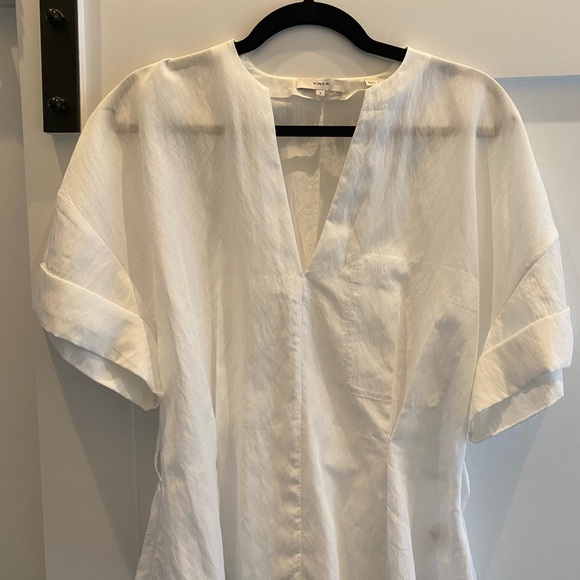 VINCE belted Tencel Lyocell-blend white Blouse Small - Picture 3 of 9